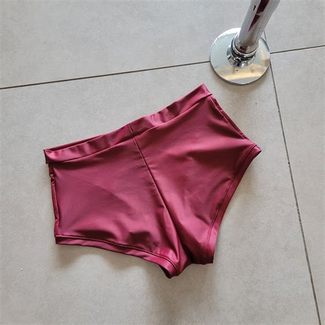 SKYLAR High Waist Shorts Burgundy Nude Mesh LM Pole Active Wear
