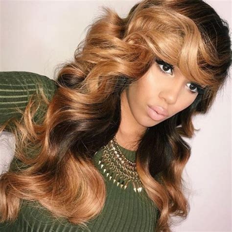 Ombre Brazilian Virgin Hair B Root Dark Honey Blonde Virgin Human Hair Bundles With Silk