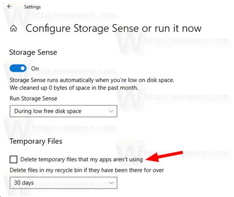 Disable Storage Sense to Delete Temporary Files in Windows 10