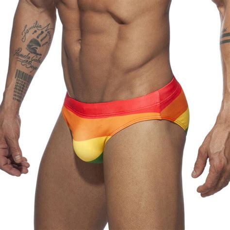 Mizok Mens Bikini Briefs Swimwear Swimming Trunk Rainbow M Walmart