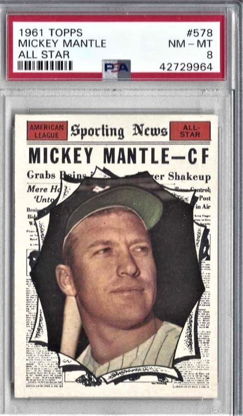 Topps Mickey Mantle All Star Psa Nm Mt Bellisario Rare