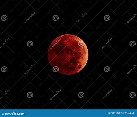 Clear View of the Lunar Eclipse in the Dark Sky - Red Moon Stock Photo ...