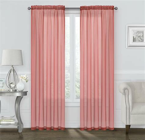 Basic 2 Pack Sheer Voile Home Window Curtains - Assorted Colors & Sizes ...