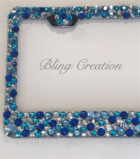 Blue Bling Rhinestone Crystal License Plate Frame Sparkly Etsy