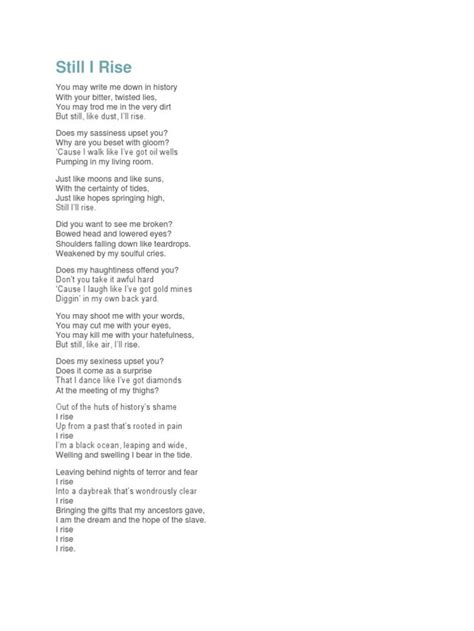 Still I Rise Poem Pdf Poetry