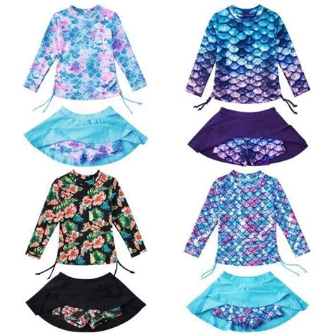 2 6 Ans Mode Enfant Fille Maillot de Bain 2 Pièces Bikini Fleuri Haut