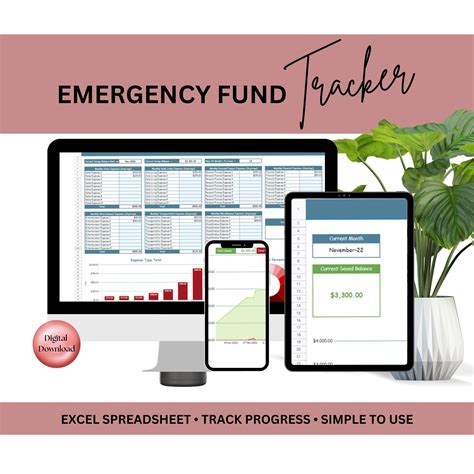 emergency fund tracker spreadsheet monthly saving goal set  emergency