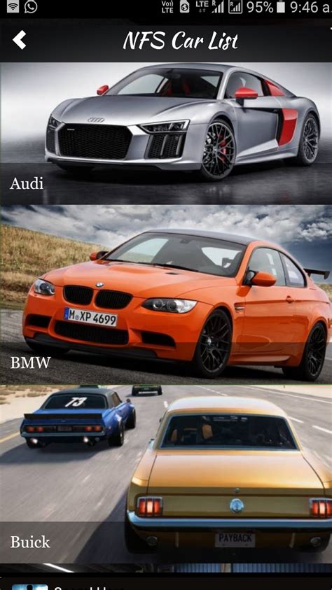 Need For Speed Car List