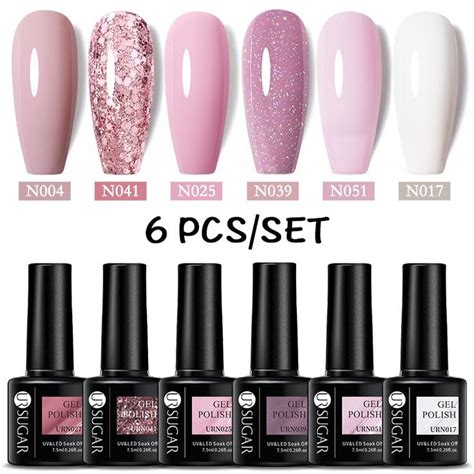 Ur Sugar Nail Polish Set Nude Pink Glitter Gel Varnishes Kit Soak Off Uv Led Gel Semi Permanent