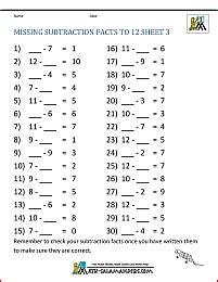 Subtraction Facts Worksheets St Grade Worksheets Library