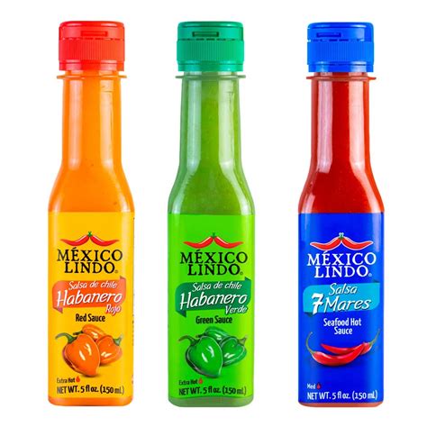 Mexico Lindo Hot Sauce Variety Pack Includes One Red Habanero One Green Habanero One
