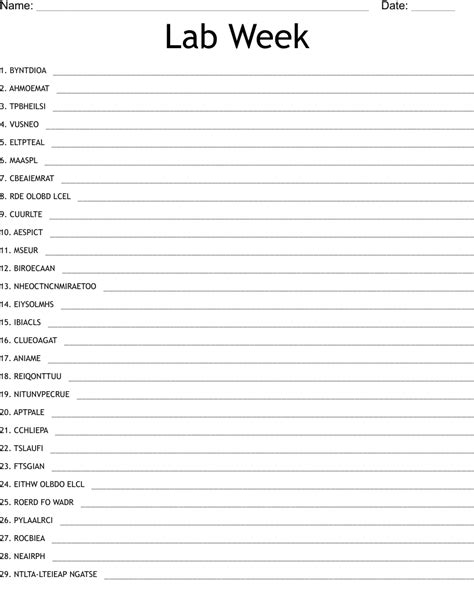 Printable Lab Week Games Puzzles