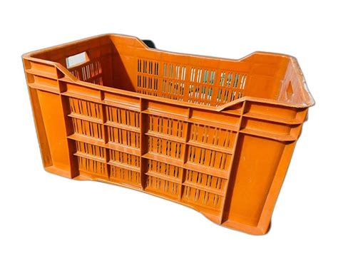 Orange Plastic Vegetable Crate Outer Dimension Lxwxh X X