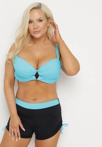 Niebiesko Czarne Bikini Biustonosz i Majtki ze Ściągaczami Ulonaniela Born2be