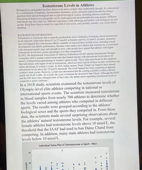 Testosterone Levels In Athletes Biological Sex And Chegg