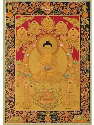 Shakyamuni Buddha Thangka Brocadeless Thangka Exotic India Art