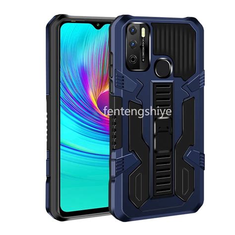 For Infinix Hot Note Lite Hot Play Case Hard PC Back Double Armor Built In Folding