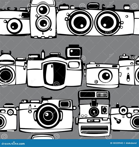 Vintage Photo Cameras Seamless Pattern Stock Vector Illustration Of