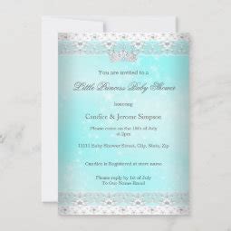 Princess Baby Shower Aqua Lace Tiara Blonde Baby Invitation Zazzle