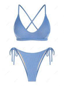 Low Waisted Padded Scoop Bikini Set In LIGHT BLUE ZAFUL