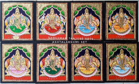 Sangamam Ashtalakshmi Tanjore Painting Set of 8 Gold Paintings Pooja ...