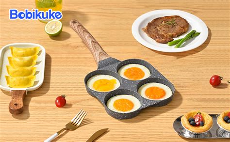 Bobikuke Egg Frying Pan Non Stick Poached Egg Pan Pancake Pan Aluminum