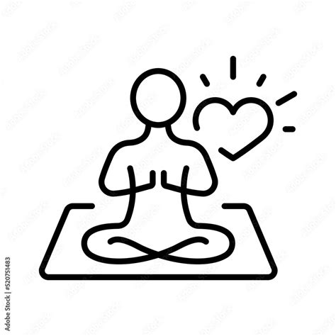 Mantra Yoga Line Icon Meditate Relax Linear Pictogram Spiritual