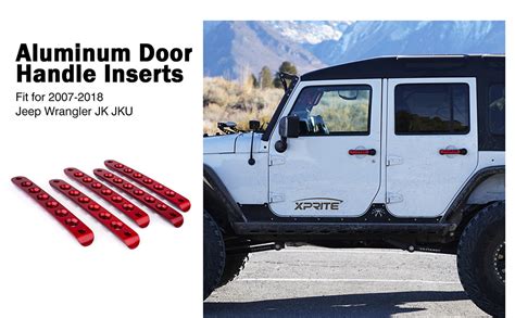 Xprite Red Door Grab Handle Inserts Cover Trim For 2007 2018 Jeep Wrangler Jk Unlimited 4 Door