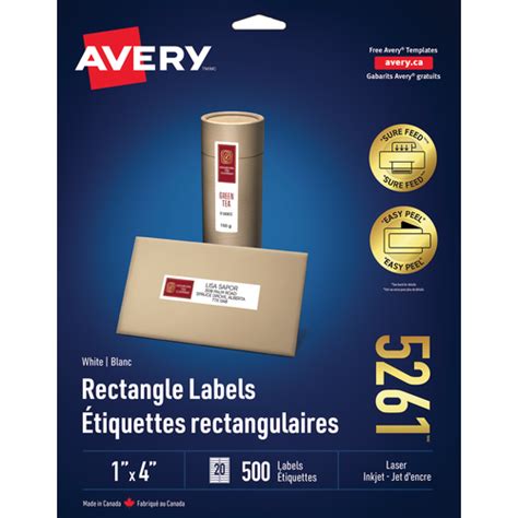 Matte White 1 X 4 Address Labels With Easy Peel Avery 5261