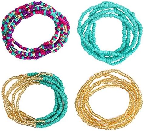 Swirlcolor Waist Beads For Women Girl Elastic Sexy Body Waist Beads Kit Colorful Summer Bikini