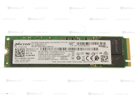 Micron 1TB NVMe PCIE SSD M.2 2280 Card Hard Drive 189WF