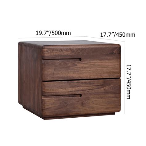 Nordic Minimalist Solid Wood Nightstand With Drawers In Walnut Homary