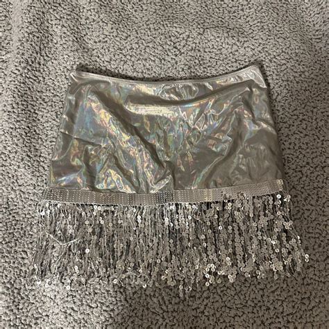 Silver Rave Outfit Set Bikini With Skirt Depop