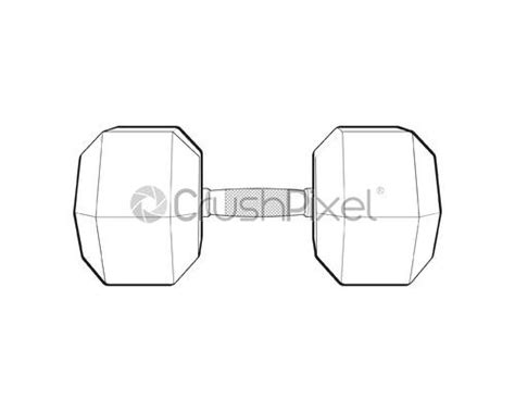 Heavy Sport Dumbbell For Gymnastics Outline Sketch Vector Isolated