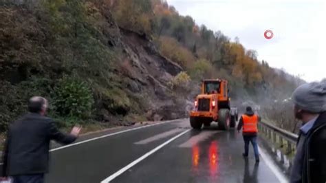 Şalpazarı Beşikdüzü karayolunda heyelan kamerada Son Dakika