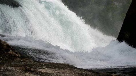 River Watefall Nature Scenery Of Pure Clean Water Cascade Pouring Down