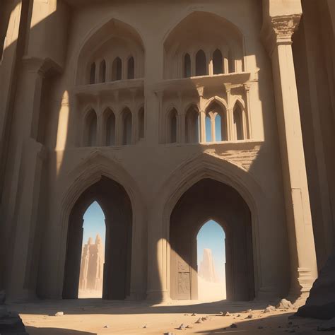 Arafed archways in a desert with a sky background - SeaArt AI