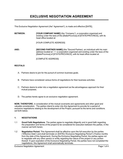 Negotiation Contract Template