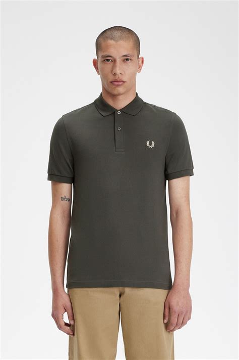 M6000 Field Green Oatmeal The Fred Perry Shirt Mens Short And Long Sleeve Shirts Fred