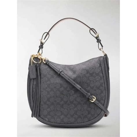 Jual TAS COACH Sutton Hobo In Signature Canvas Black Coach 100