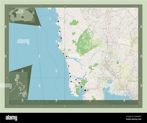 Zambales, province of Philippines. Open Street Map. Locations of major ...