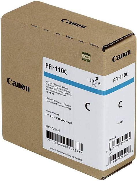 Amazon Genuine Canon Ink Tank PFI 110C Cyan 160ml 2365C001AA