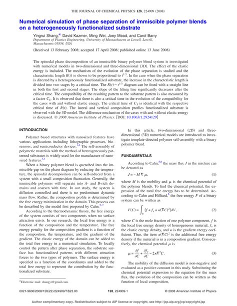 numerical simulation  phase separation  immiscible polymer