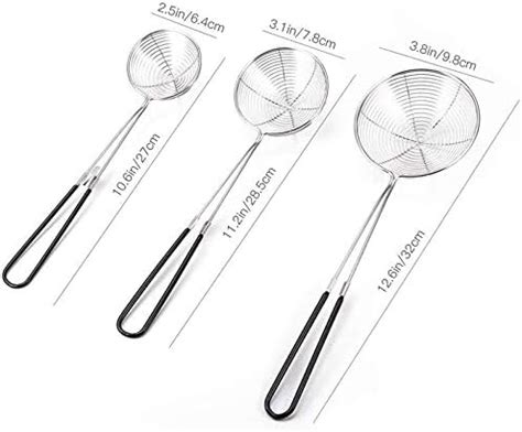 Alliteqwe 3 Piece Set Of Round Hot Pot Strainer Steel Asian Shabu Shabu Shabu Spider Skimming