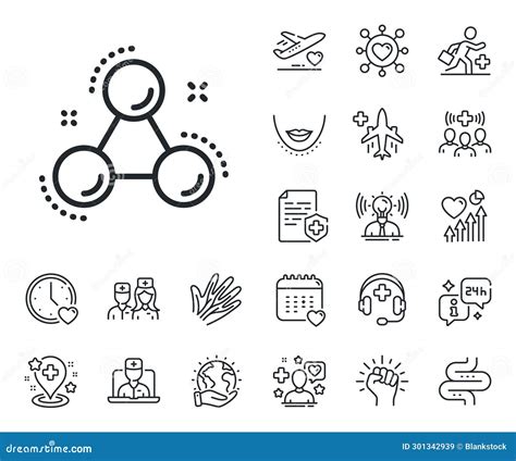 Chemistry Molecule Line Icon Laboratory Atom Sign Analysis Online Doctor Patient And