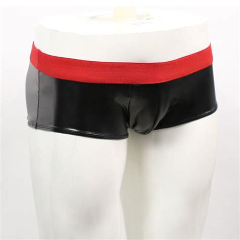 Hot Mens Faux Latex Hot Pants Shorts Low Waist Underwear Trunks Clubwear Party Ebay