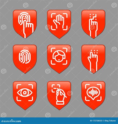 Biometric Identification Icons Stock Illustration - Illustration of