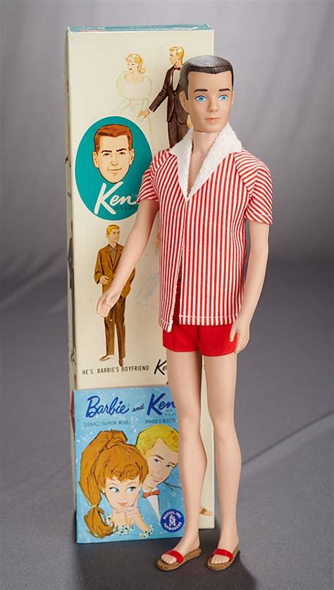 1962 Brunette Painted Hair Ken In Original Box