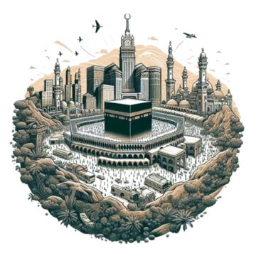 D Free Vector Holy Kaaba In Mecca Saudi Arabia Hand Drawn Sketch