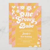 One Groovy Babe Pink Daisy Sunshine 1st Birthday Invitation Zazzle